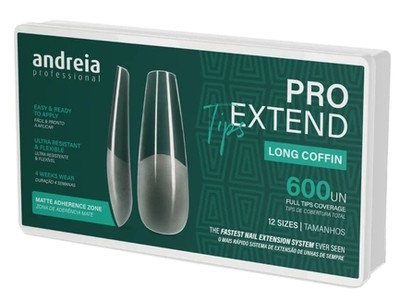 Andreia Pro Extend Tips Long Coffin 600un - Image product