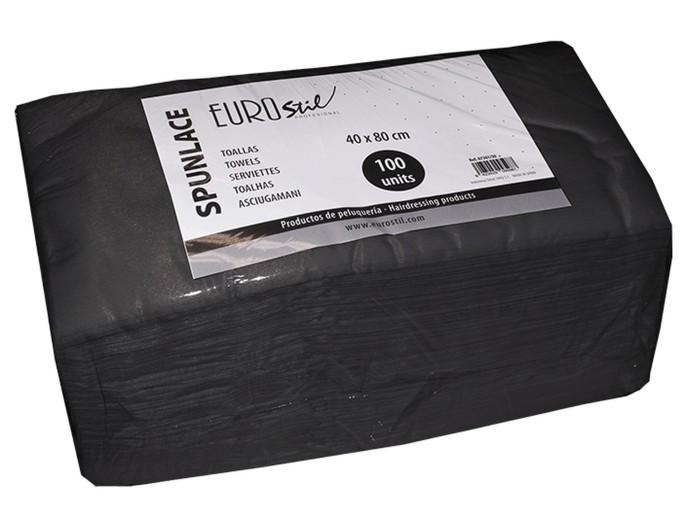 Eurostil Toalhas Pretas Spunlace 40x80cm 100unid