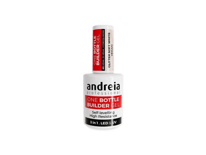 Andreia One Bottle Builder Gel 3 em 1 Gliter Soft White 14ml