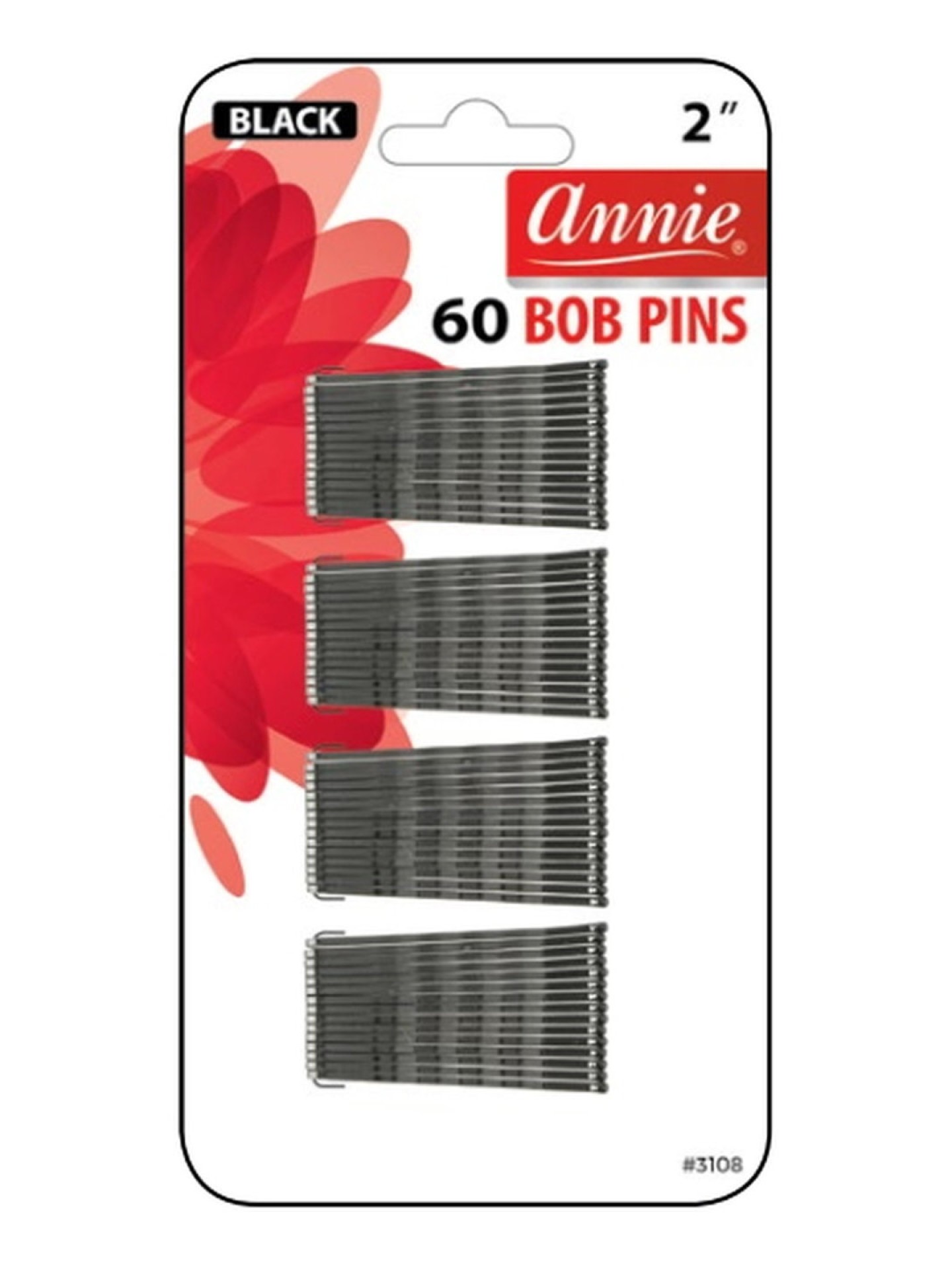 Annie 60 Bob Pins 2In Pins Black #3108
