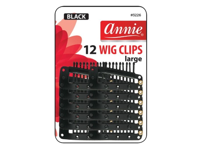 Annie Wigs Clips L 12CT Black