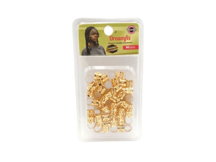 Dreamfix Open Rings Hair Beads Gold 50pc
