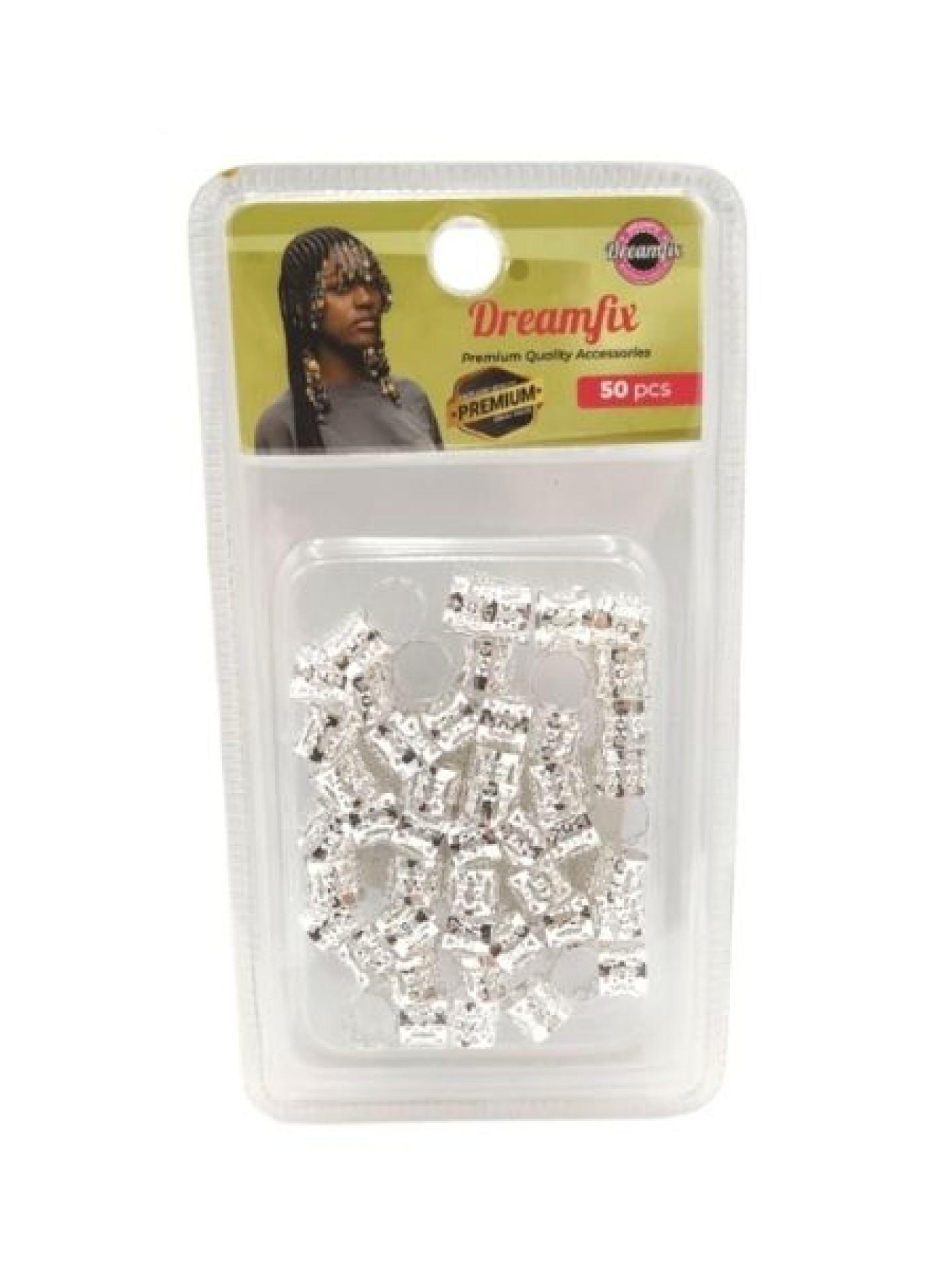 Dreamfix Open Rings Hair Beads Silver 50pc