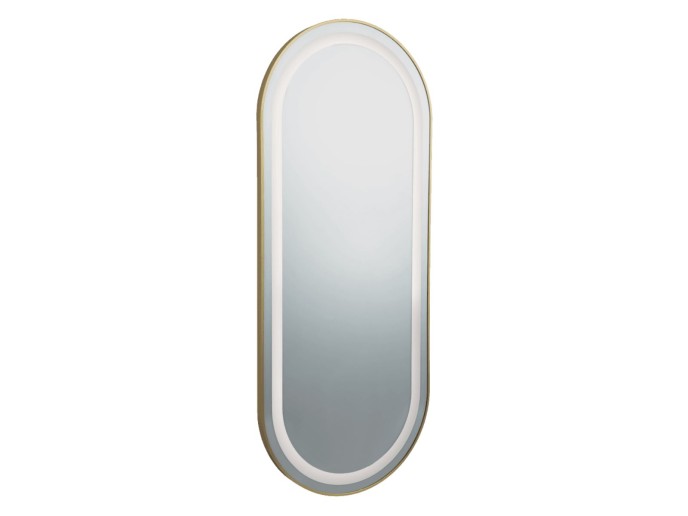 Espelho de Parede Oval Loop Dourado com Luz Led