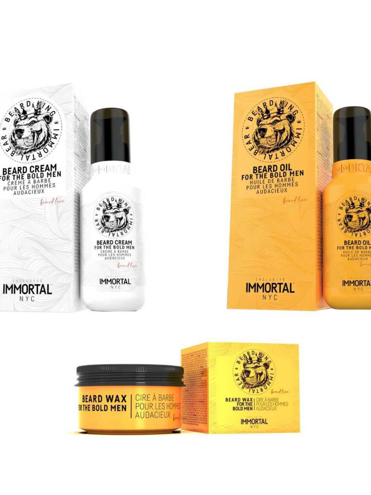 IMMORTAL BeardWax50ml+ BeardCream100ml + BeardOil 100ml