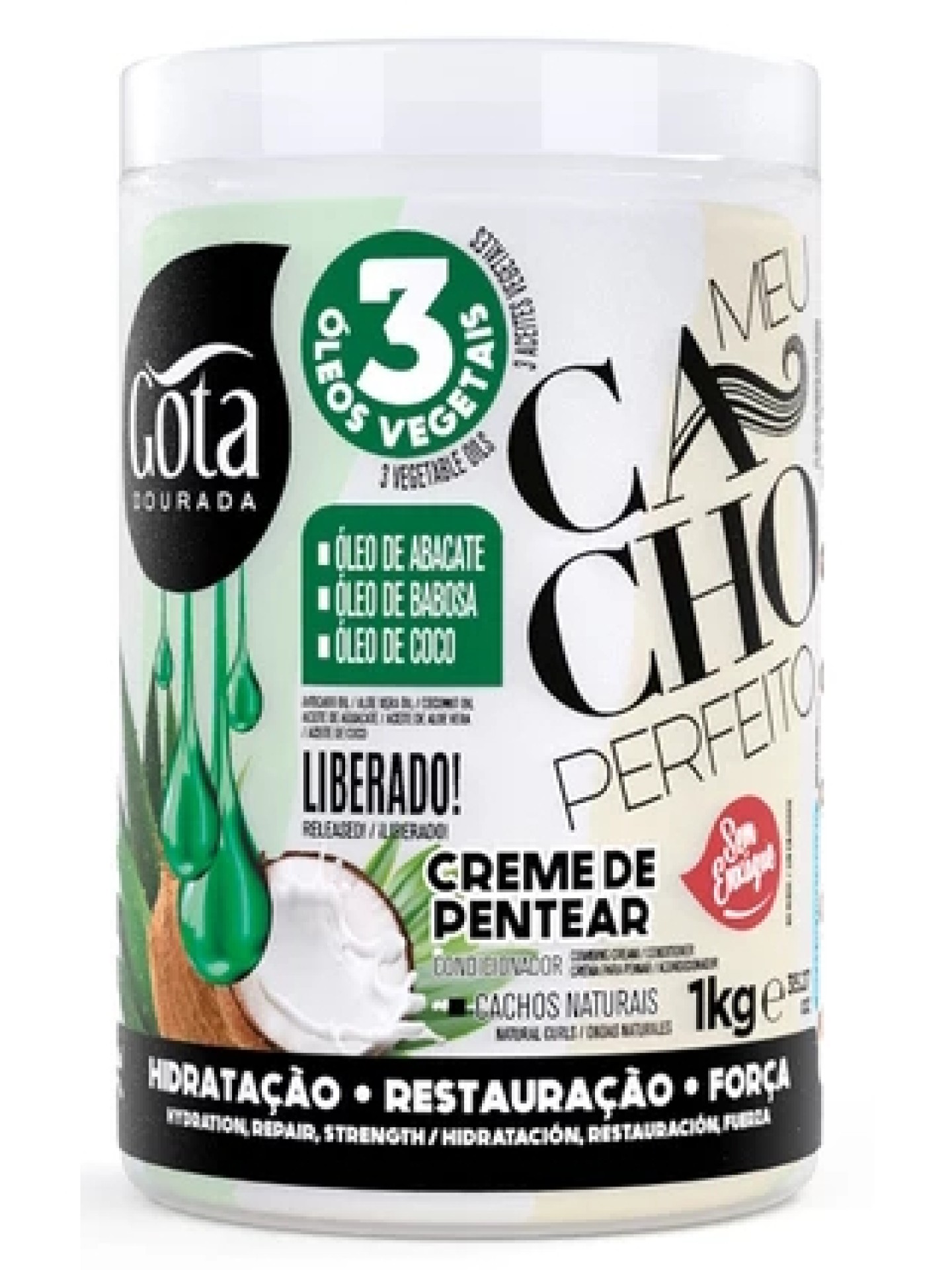 Gota Dourada Creme de Pentear 3 Óleos Vegetais 1kg