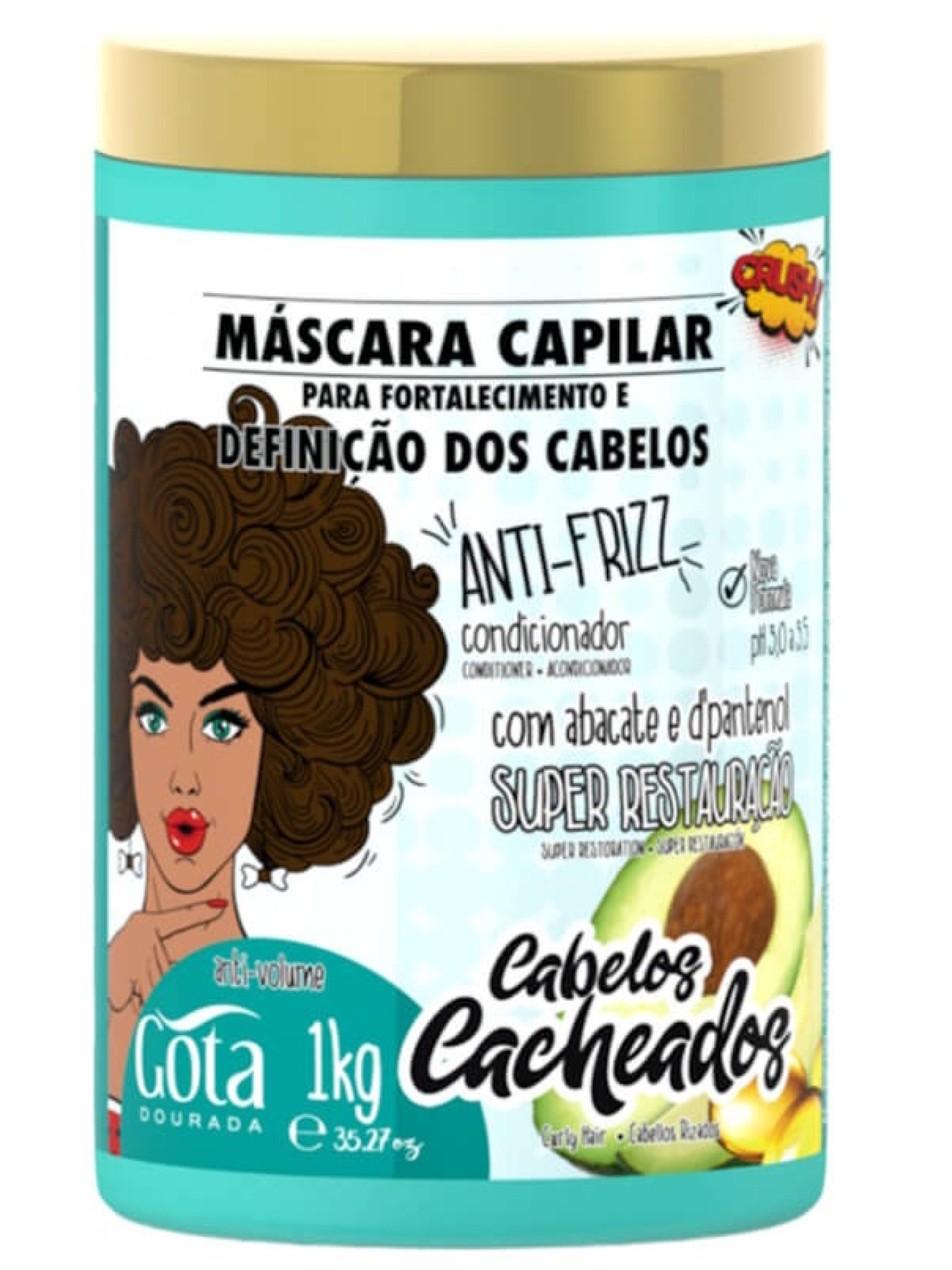 Gota Dourada Máscara Cabelos Cacheados 1kg