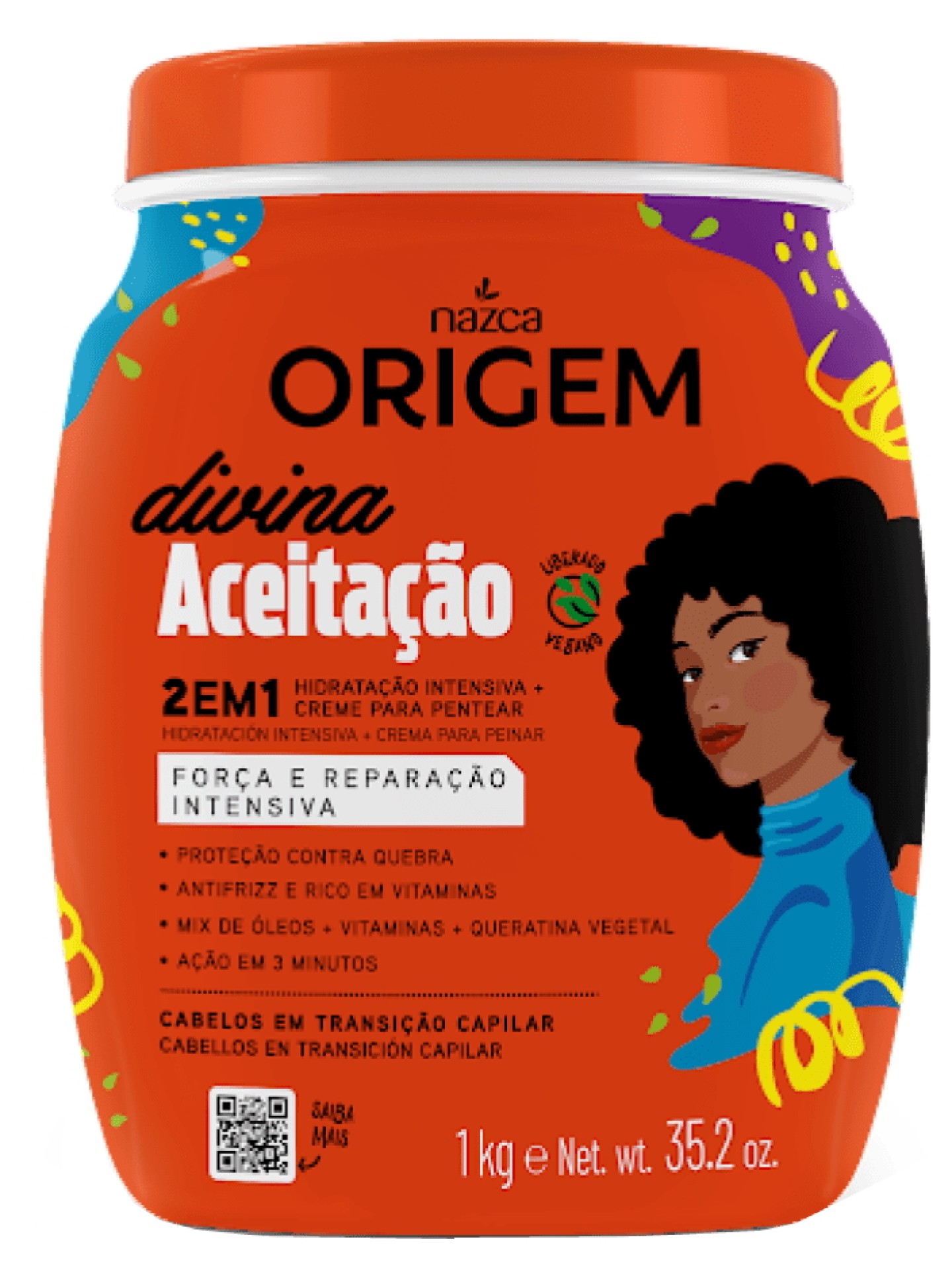 ORIGEM 2em1 Cr. Hidr.+Creme P/ Pentear Divina Aceita 1kg