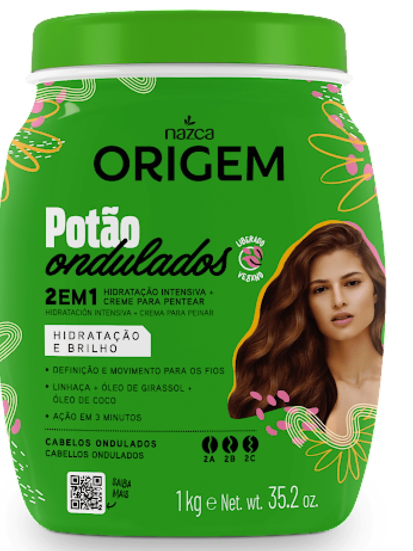 ORIGEM 2em1 Cr. Hidr.+Creme P/ Pentear Potão Ondulados 1kg