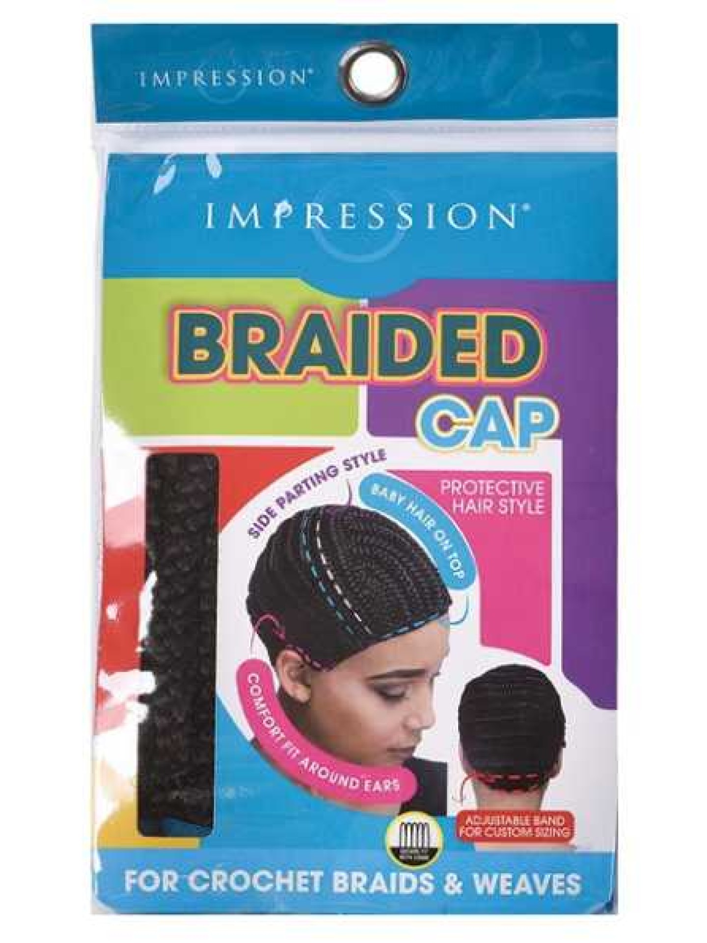 Impression Braided Cap Full Bang Black