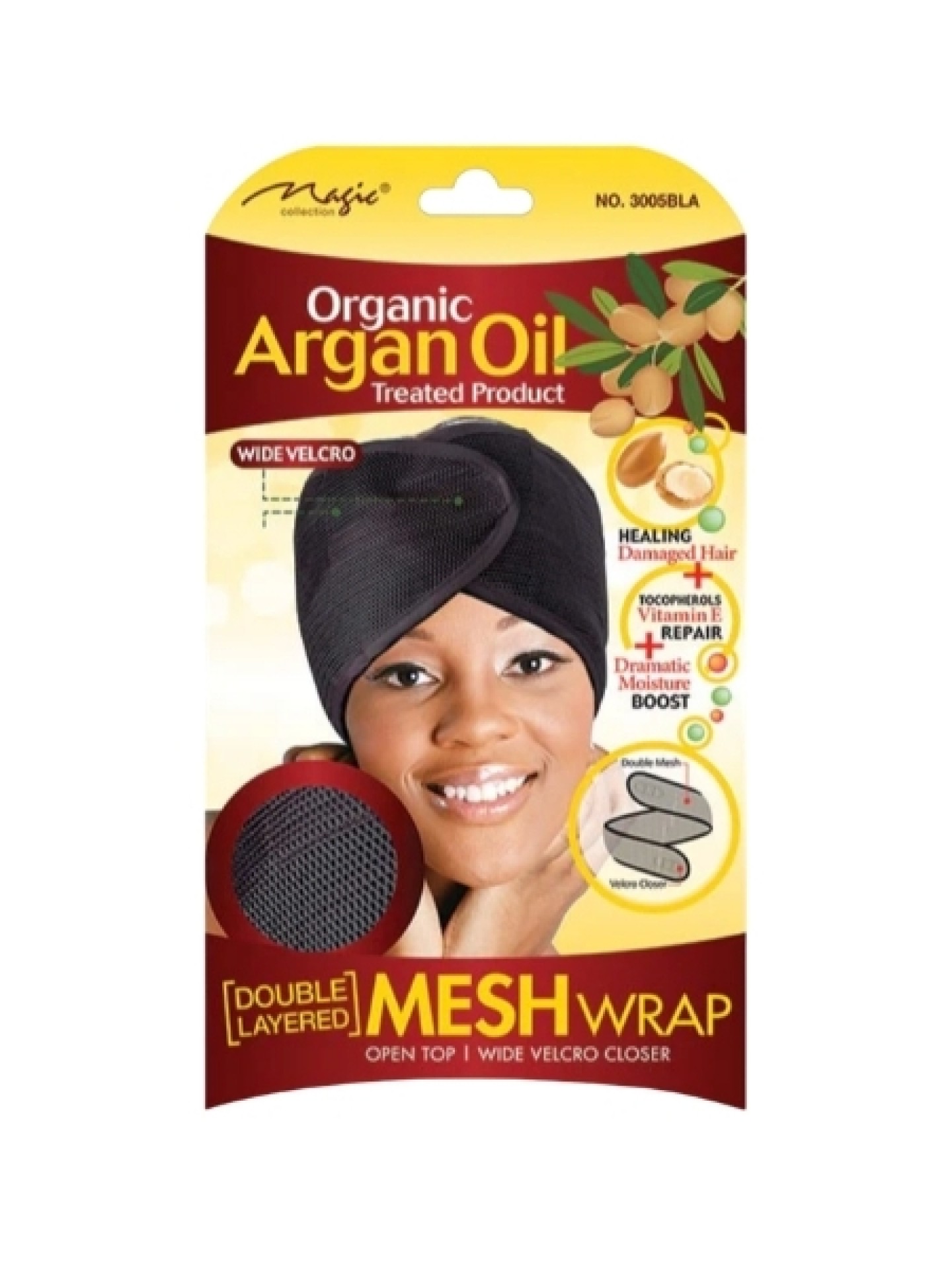 Magic Argan Oil Mesh Wrap Cap Black #3005
