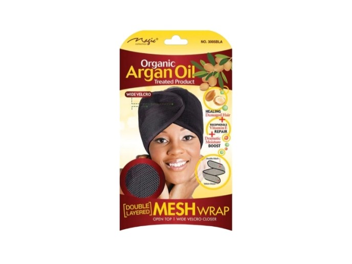 Magic Argan Oil Mesh Wrap Cap Black #3005