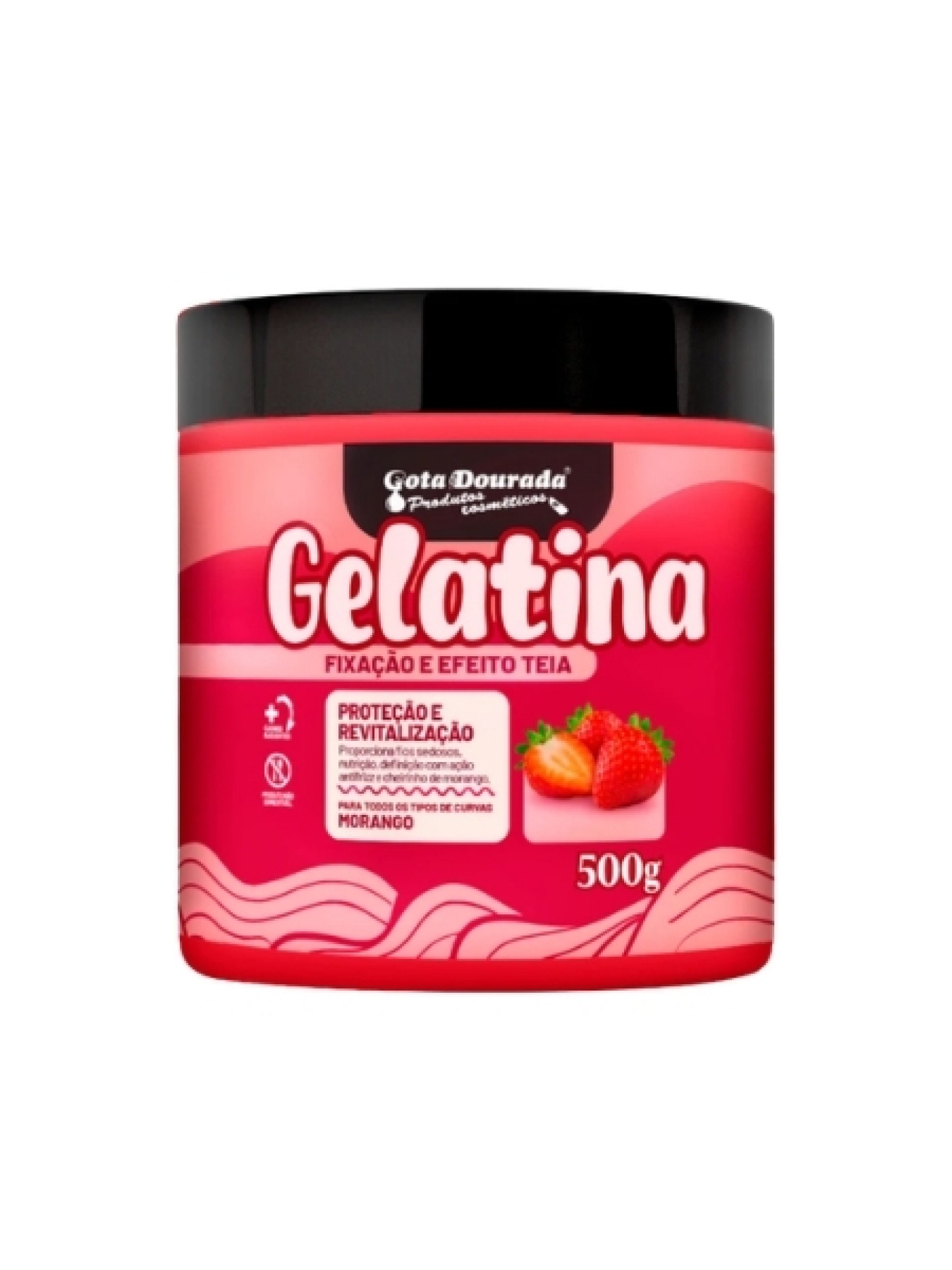 Gota Dourada Gelatina Capilar Morango Fix. Efeito Teia 500g