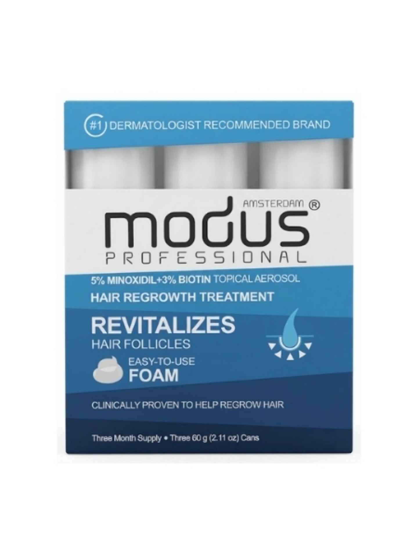 Modus Espuma Fortalecedora Minoxidil 5% + 3% Biotin (3x60ml)