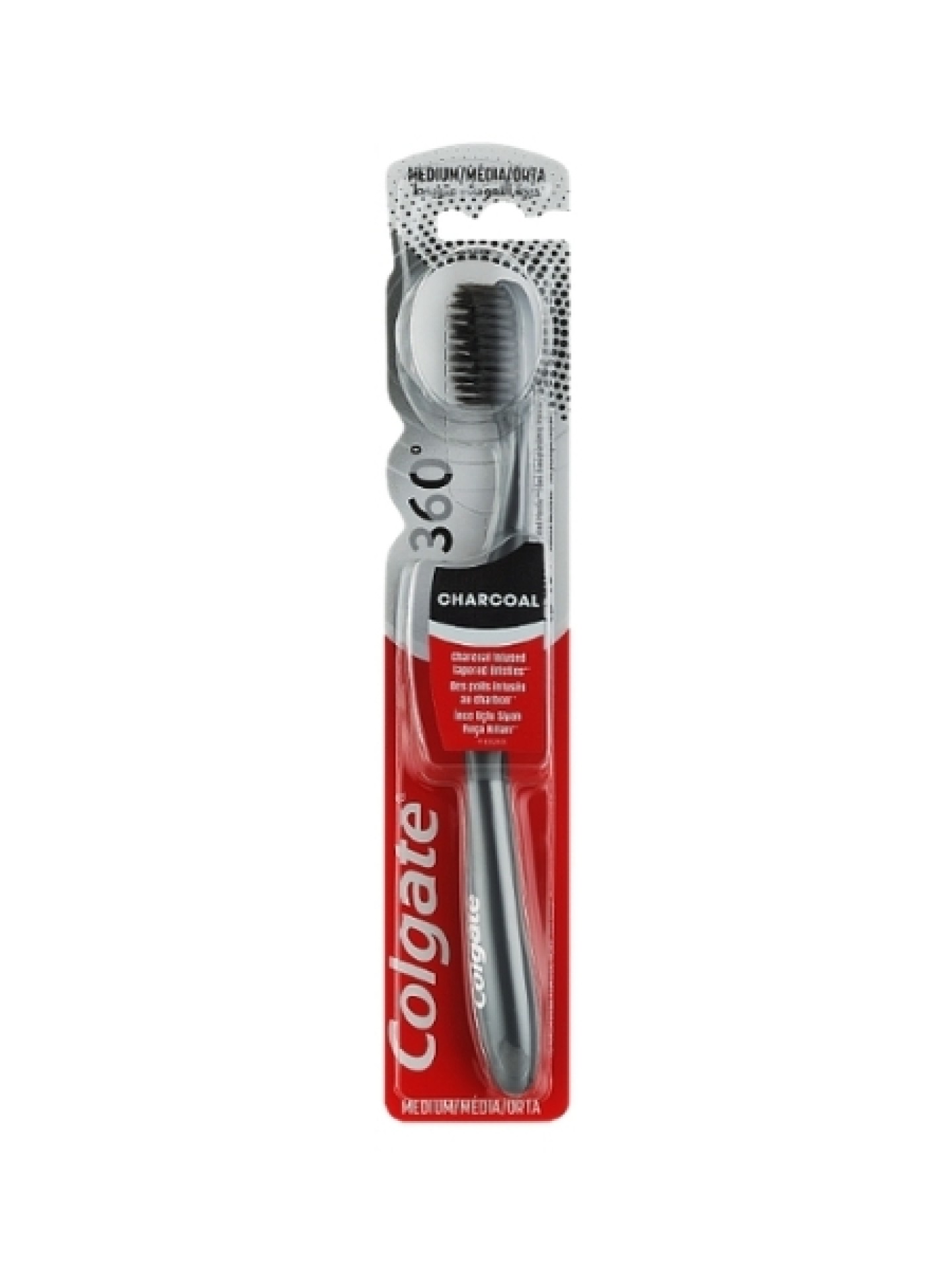 Colgate Escova Dentes Média 360º Charcoal